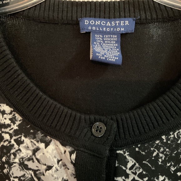 Doncaster Collection Mixed Media Cardigan, Cotton/Cashmere/Silk, Large - Picture 2 of 6